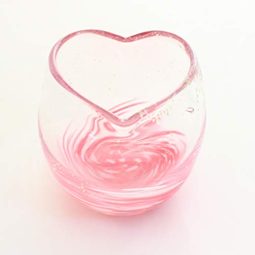 Ryukyu Glass Cold Tea Glass with Fluorite, Okinawa LOVE & STAR Heart Glass Japan