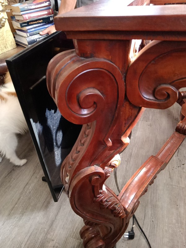 Antique Hand Carved Solid Wood Magnificent Table Glass Granite Or Marble Is A... gallery