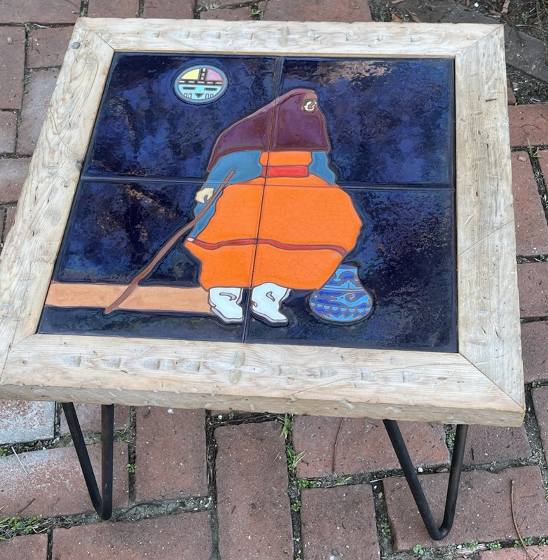 John Nieto Native American Woman Tile Mural Table Signed Numbered