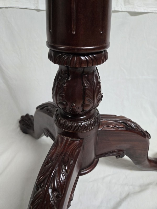 RARE Pie Crust Edge Carved Tilt Top Rotating Elegant Antique Parlor Tea Table gallery