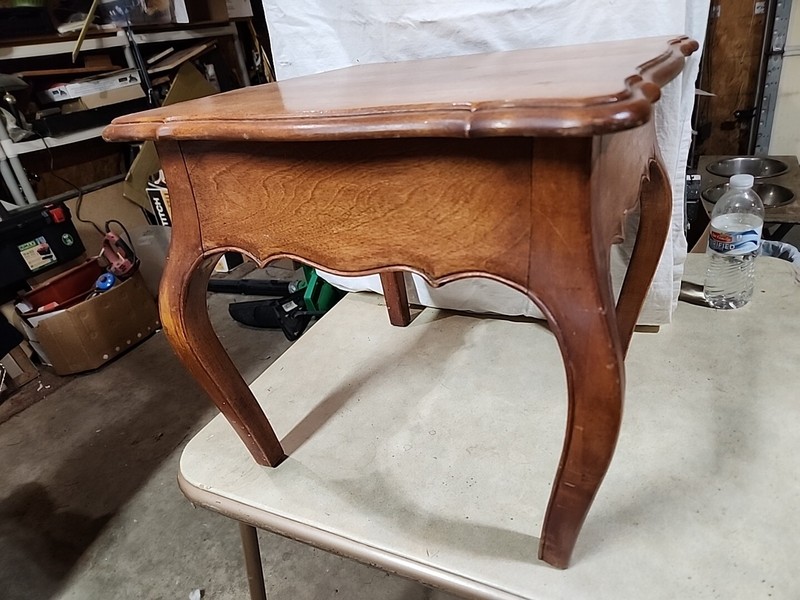 ANTIQUE FRENCH PROVENCIAL CARVED SIDE/END TABLE OLD CURVED LEGS VTG SOLID WOOD gallery
