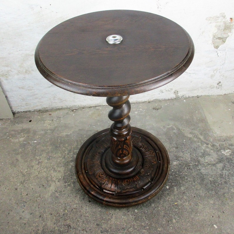 L Hand Carved Ornate Wood Barley Twist Pedestal Display Side Table Plant Stand gallery