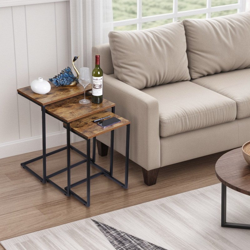 HomGarden Nesting Table Set of 3 End Coffee Table for Living Room Metal Frame gallery