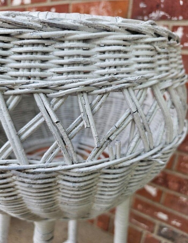 Vintage White Wicker Plant Stand Fern Stand 2 Tier 28.5" gallery