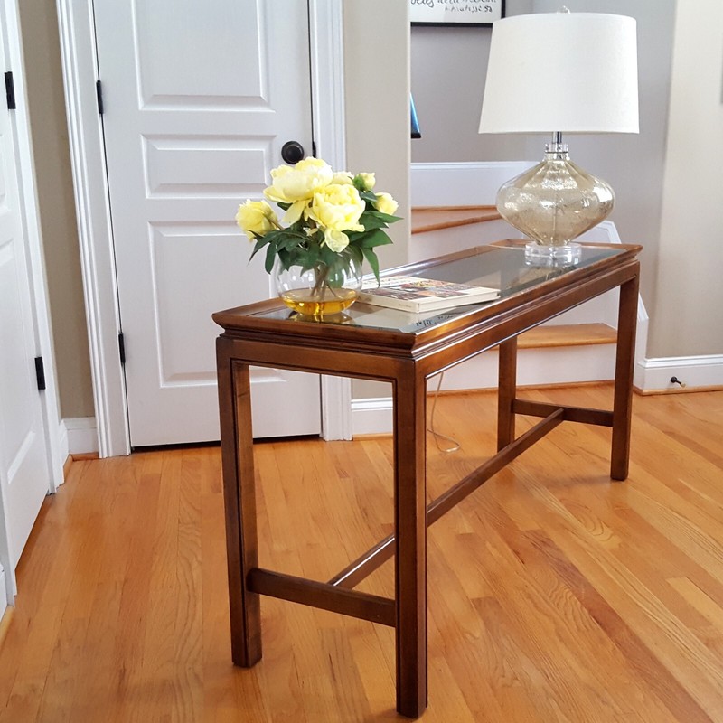 Vintage MCM Brandt Console/Sofa Table Lovely Beveled Glass Elegant & Stylish! gallery