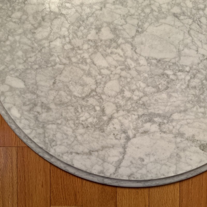 Vintage Solid Replacement 24” Marble Table Top (Italy) White & Gray Veining gallery