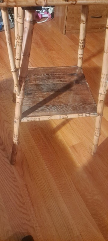 Antique Bamboo & Oak Aesthetic Movement Victorian Side Parlor Lamp Table gallery