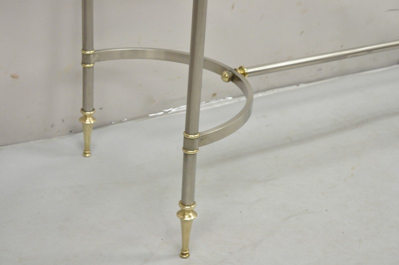 Maison Jansen Style Steel and Brass Neoclassical Directoire Console Sofa Table gallery