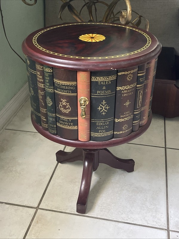 Faux Book Leather Table With Storage 22"H X 16" W