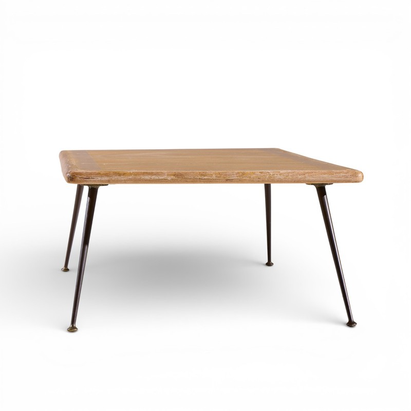T.H. Robsjohn Gibbings for Widdicomb Brass Leg Mahogany Coffee Table Bench gallery