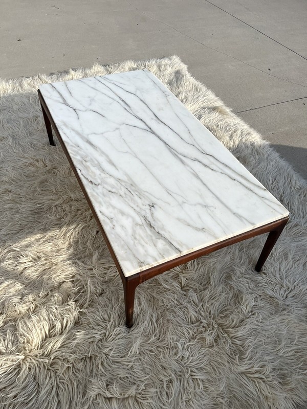 Vintage Mid-Century Modern Italy Marble Top Coffee Table Lane Rhythm Danish Styl gallery