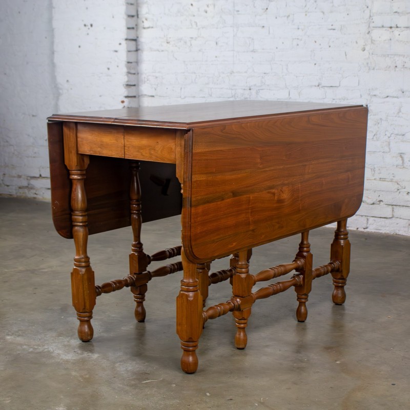 William Mary Style Dining Table Walnut Drop Leaf Expanding Gateleg by Abernathy