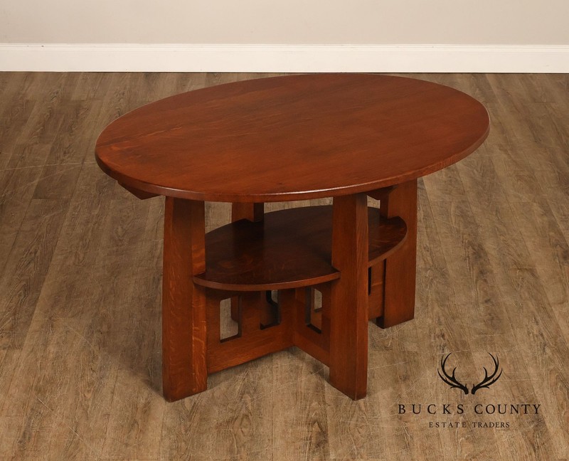 Limbert Arts And Crafts Antique Oak Double Oval Center Table Model 158 gallery