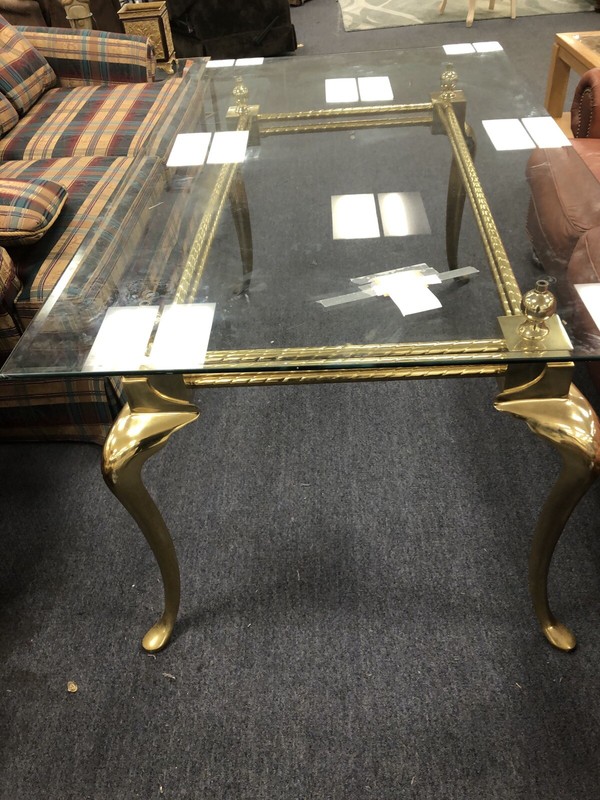 Brass Dining Heavy Glass Center 3Ft X 5Ft Table – Detachable Glass.
