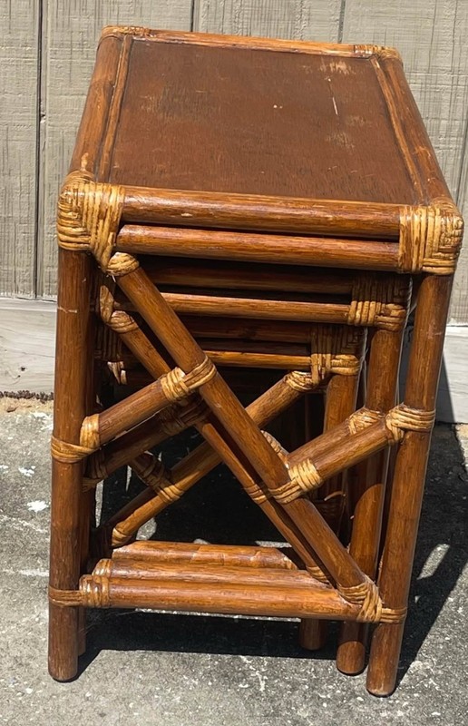 1950s Set of 3 Rattan Nesting Side Tables gallery