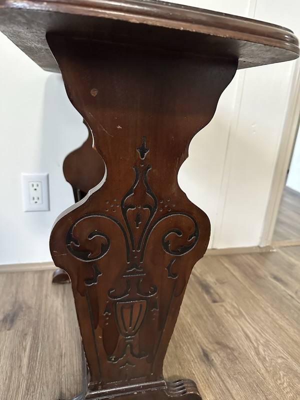 Vintage Walnut Magazine Rack Scrolled Carved Traditional Lamp End Table gallery