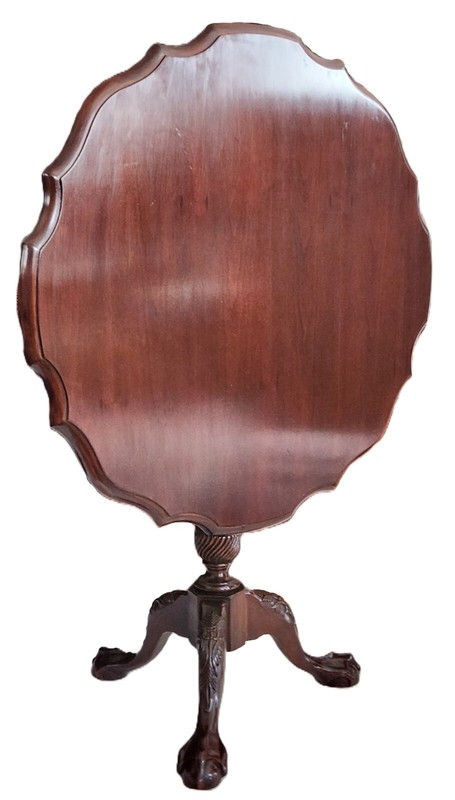 Tilt Top Tea Table, Ball & Claw, Vintage Chippendale Style, Cherry, Mah, 34" dia gallery