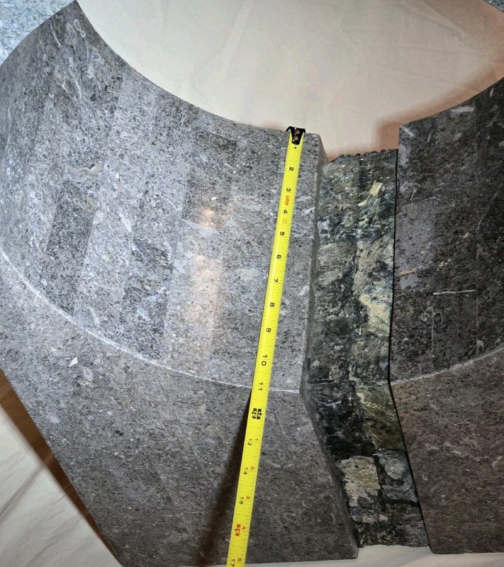 Vintage 80s Mid-century Modern Graphic Tessellated Granite Accent Table 27"x 29" gallery