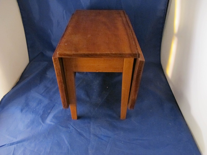 vintage wood salesman sample drop leaf table (folk art ?) gallery
