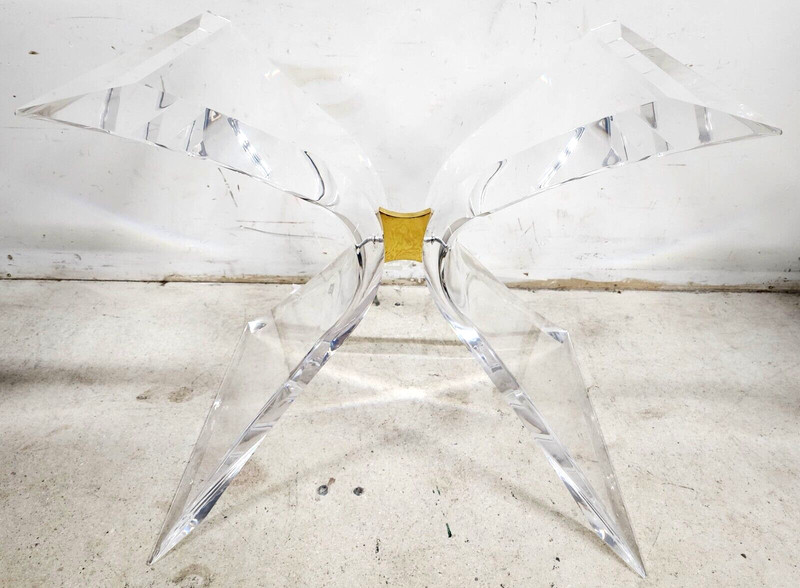 MCM Lucite Dining Table Base Signed by Lion In Frost gallery
