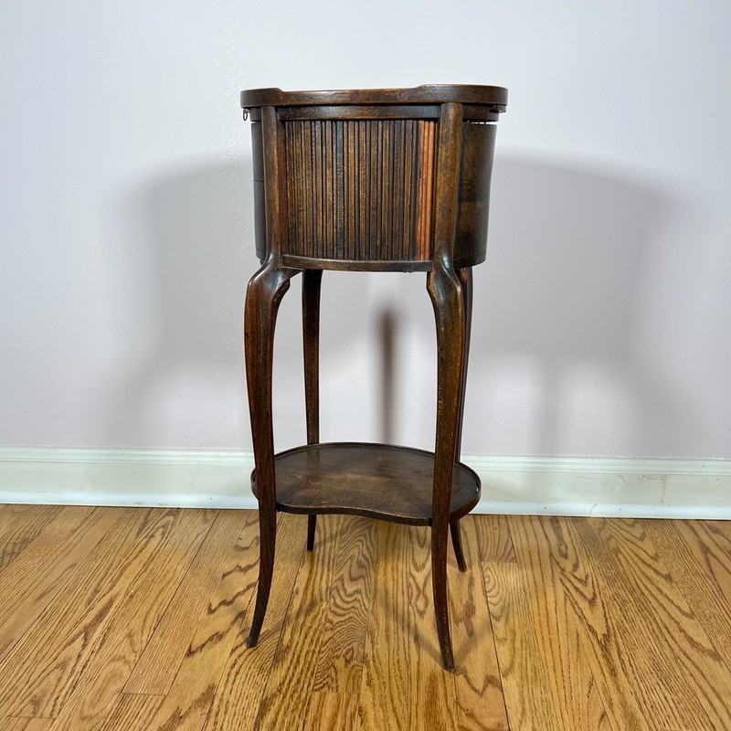 Antique French Side Table With Tambour Door gallery