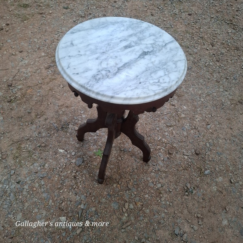 Walnut Victorian Marble Top Center Table Ca.1870 Pelham Shell Leckie Table gallery