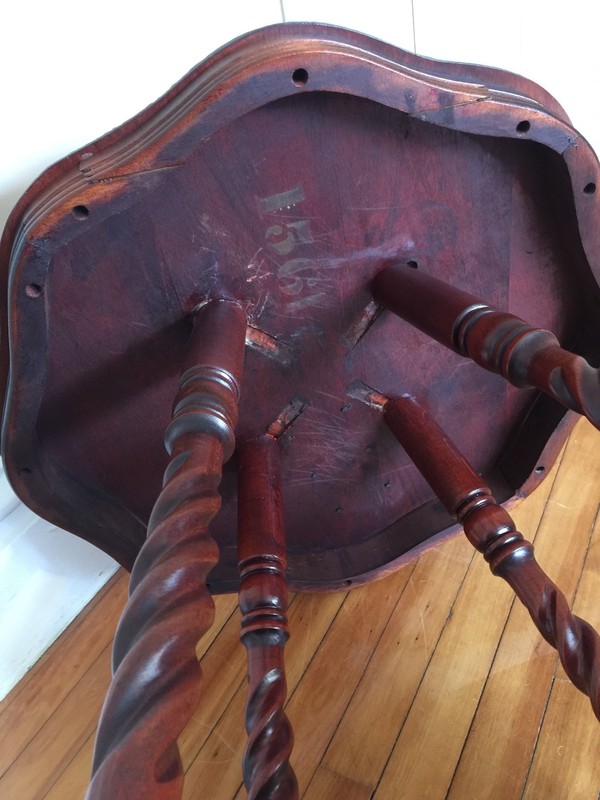 Mahogany Round Side Table hand turned legs carved gallery