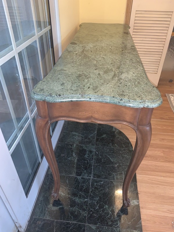 VINTAGE 30'S MARBLE WOOD DESK CONSOLE TABLE FRENCH REPRO CASSARD CHATEAU gallery