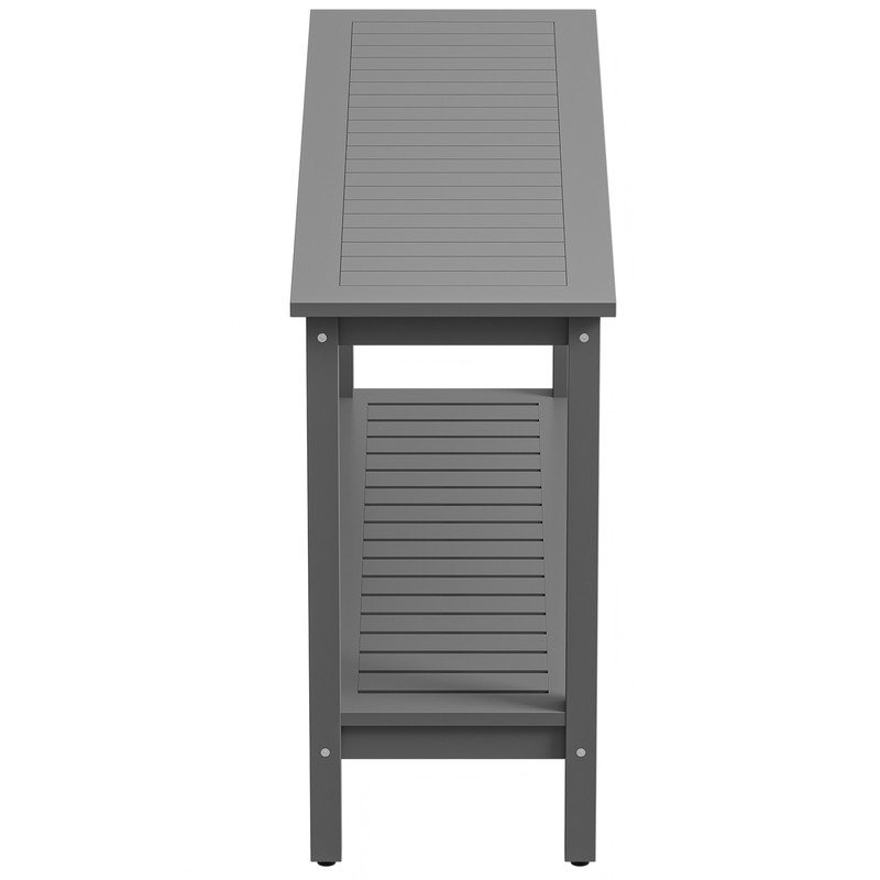 48 Inch Outdoor Console Table 2-Shelf Accent Plant Table for Patio Porch Grey gallery