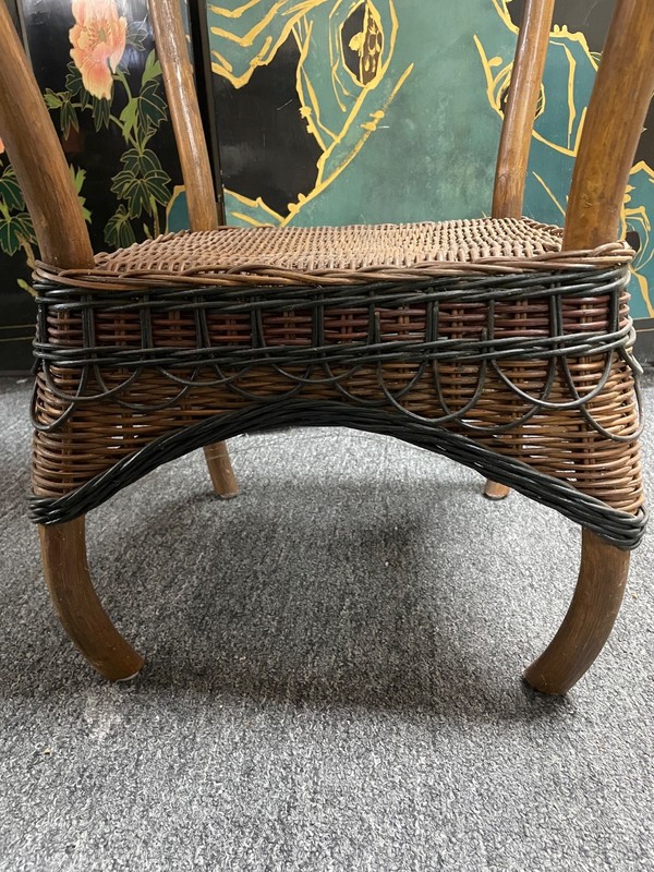 Vtg Mid-Century Modern 2-Tier Wicker Rattan End/Side Table/Plant Stand/Pedestal gallery