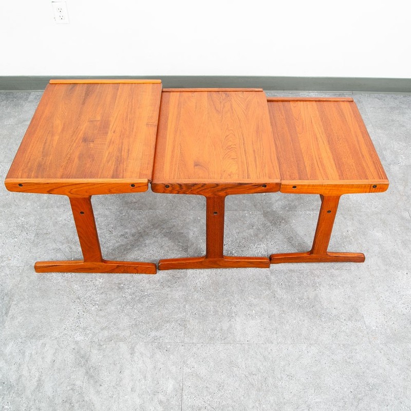 Mid Century Danish Modern Nesting Tables Solid Teak Set 3 Denmark Sled Mcm Wood gallery