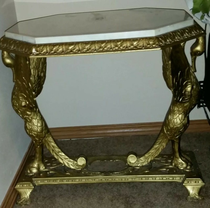 MUST SEE Pat.1931Possible One Of A Kind Marble Top Cast Iron Ornate Parlor Table