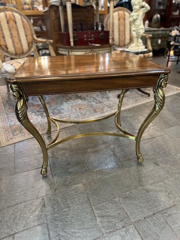 Heavy Pick Up Only, KARGES Neoclassical Brass Base Cocktail Occasional Table
