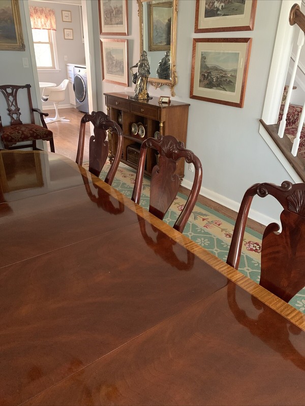 COUNCILL CRAFTSMEN Banded Mahogany Dining Room Table & 8 Chairs w/2 Leaves & Pad gallery