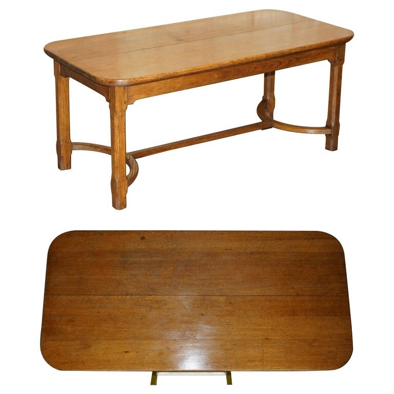 STUNNING ARTS & CRAFTS VICTORIAN ENGLISH OAK HAYRAKE DINING TABLE 6-8 PEOPLE
