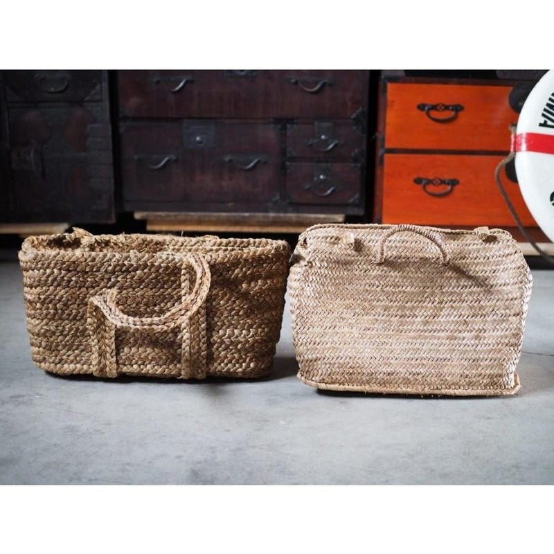 Japanese Woven Basket Mid-Showa Koro-ten Exhibition Used K19802