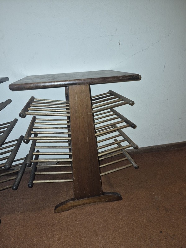 Vintage Side Table Magazine Tree Rack Josef Frank Style Wood Mid-Century