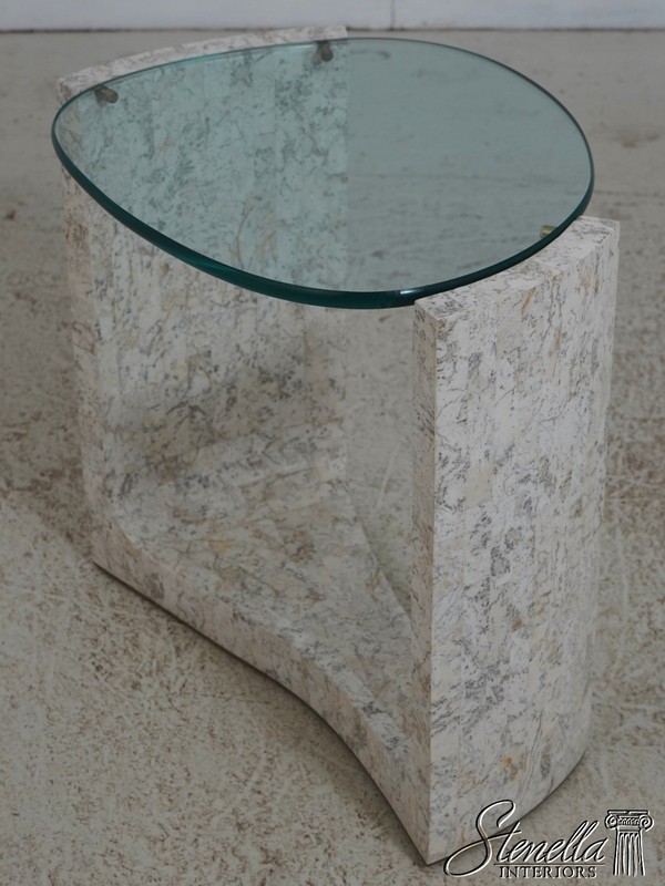 71936: Pair MAITLAND SMITH Modern Design Marble & Glass End Tables gallery