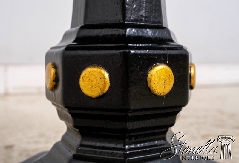 70373: Small Black & Gold Italian Style Floral Paint Decorated Pedestal Table gallery
