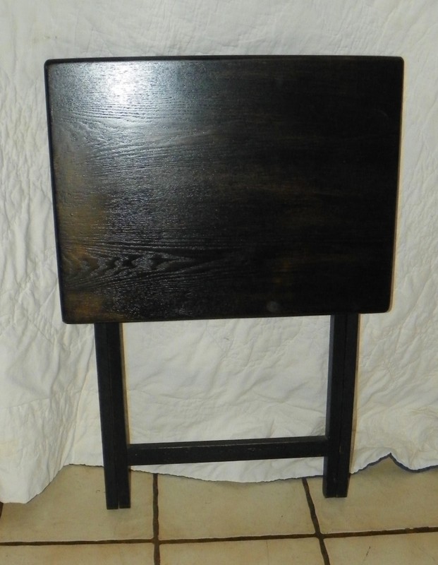 Oak Black Distressed TV Tray Table / Side Table (T404) gallery