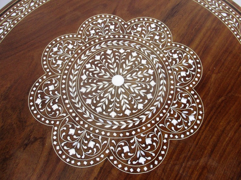 Asian Style Side Occasional Coffee Tea table Ornate Elephant Legs Inlay Wood gallery