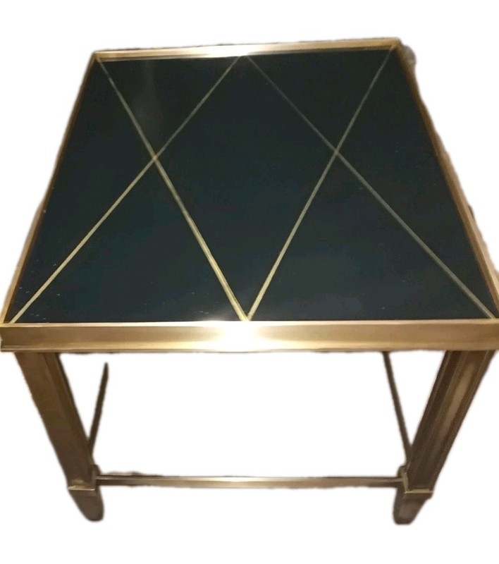 Solid Brass Side Tables/ Black & Gold Top gallery