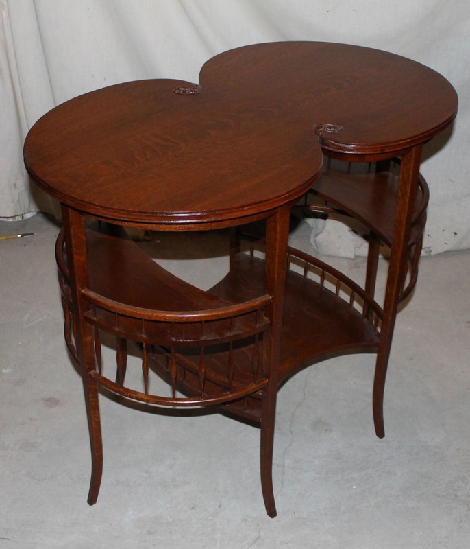 Antique Fancy Oak Lamp or Small Table gallery