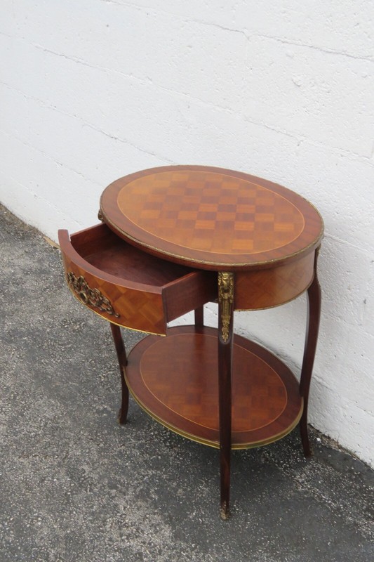 French Inlay Oval Two Tiers Side End Accent Table 5250 gallery