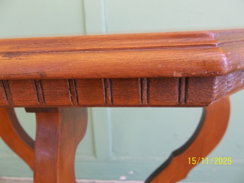Beautiful Vintage Antique Mahogany 3 Legged Demilune Console Table gallery