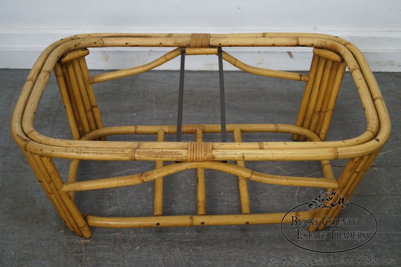 Mid Century Rattan Glass Top Coffee Table gallery