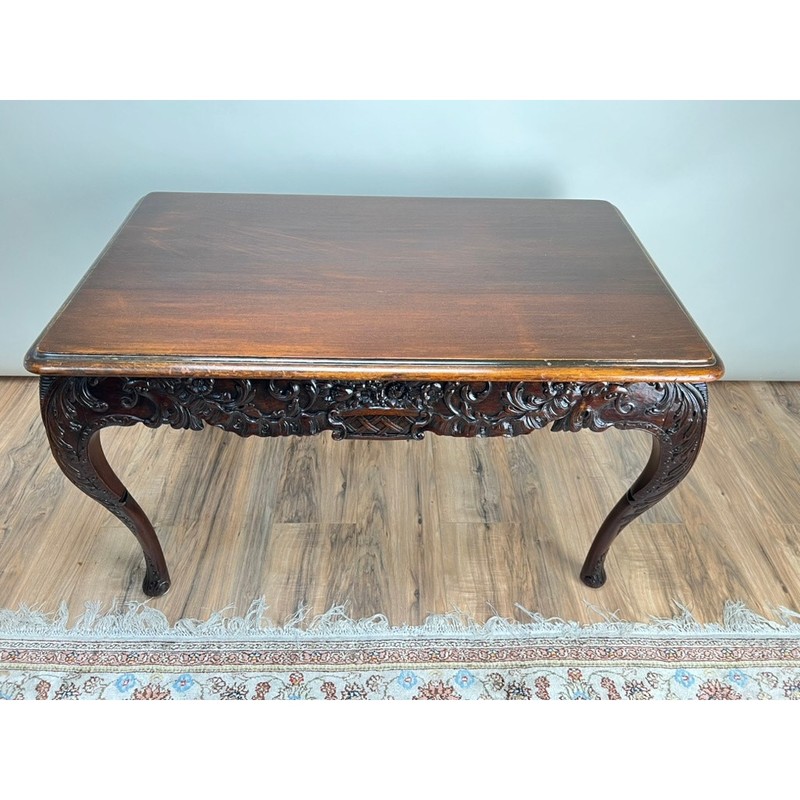 Antique Irish Carved Mahogany Tea Table c. Late 19th Century gallery