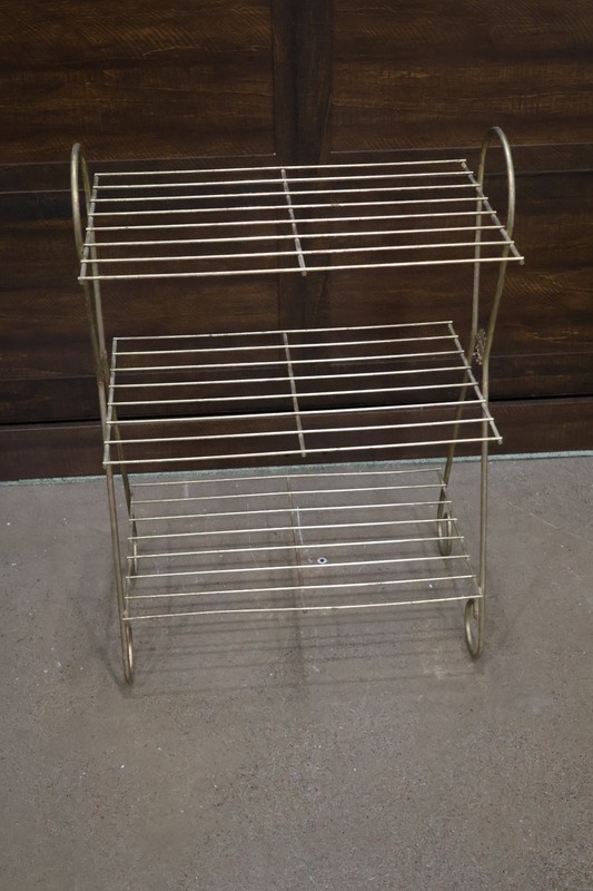 Vintage MCM Gold Tone Metal Table Atomic Design - Vintage metal End table gallery