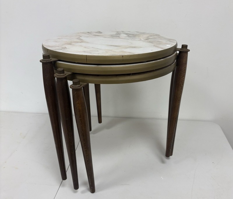 Mid Century Modern Spider Table Faux Marble Stacking Tables