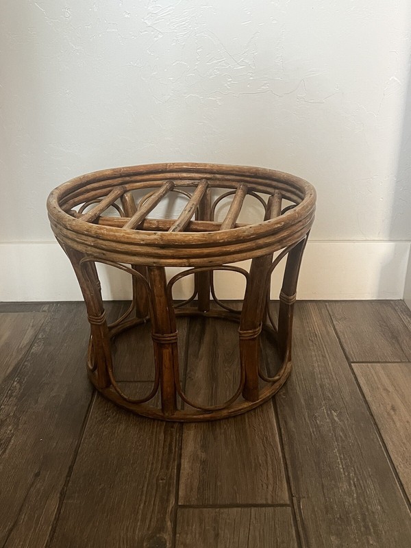 Rattan Vintage Boho Plant Stand Side Table 12.5” Home Decor Furniture